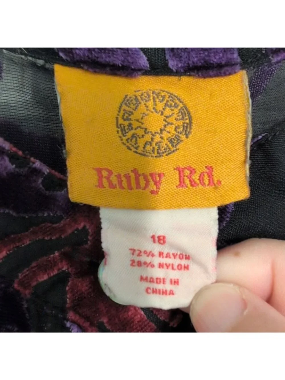 Ruby Rd Burnout Velvet Floral Shirt Womens Size 18 Black Whimsigoth Boho Cottage